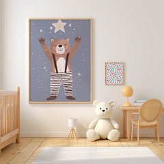 Starry Night Bear Kids Print