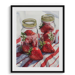 Strawberries in Glass Jars Wall Painting For Cafe