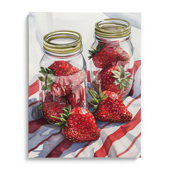 Strawberries in Glass Jars Wall Painting For Cafe