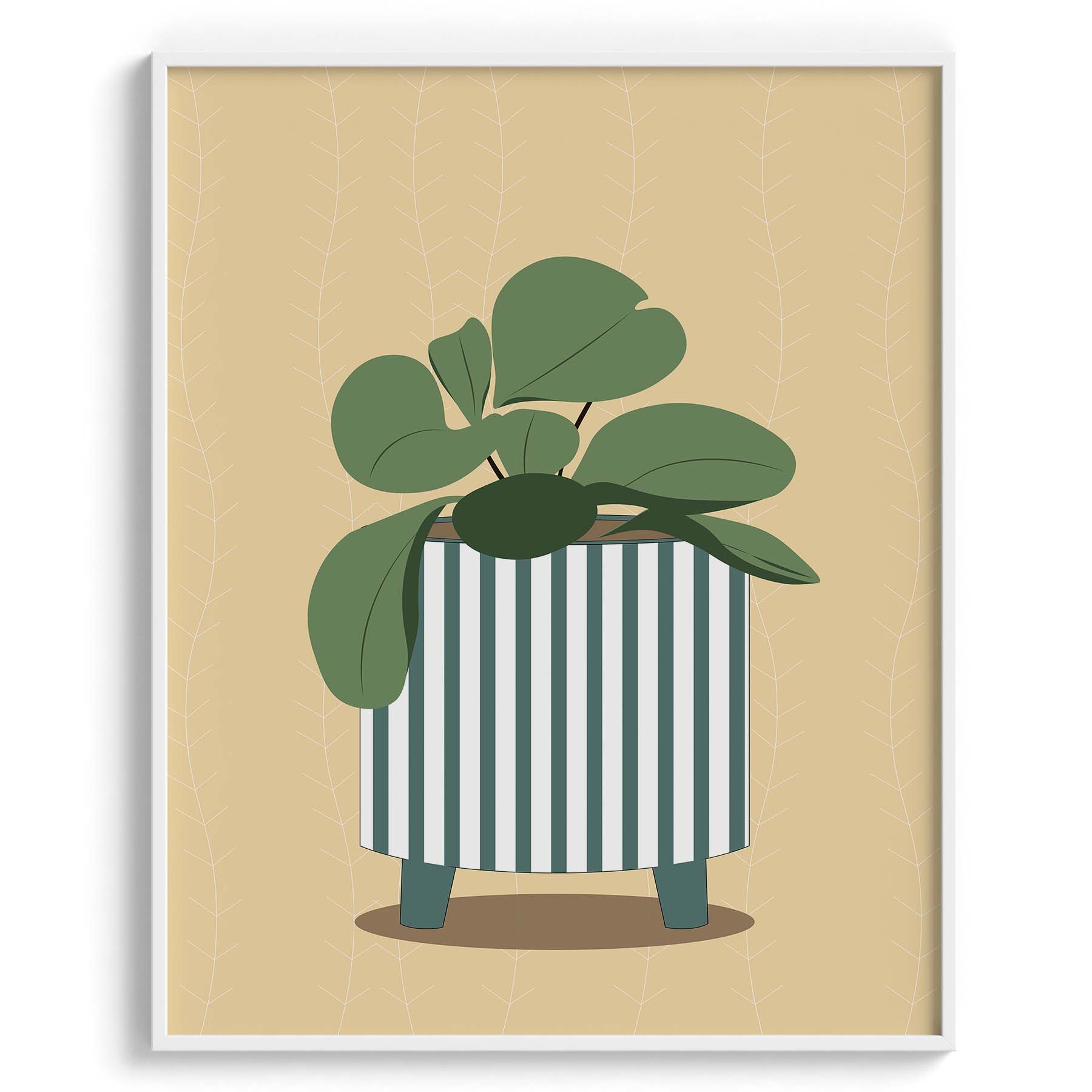 Striped Planter Botanical Wall Art