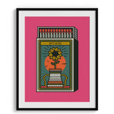 Sunflower Matchbox Retro Print