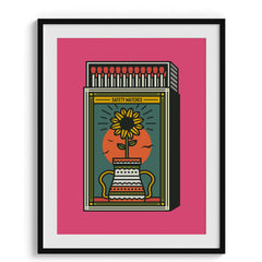 Sunflower Matchbox Retro Print