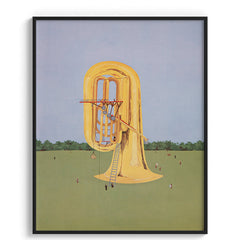 Surreal Giant Yellow Tuba in Field
