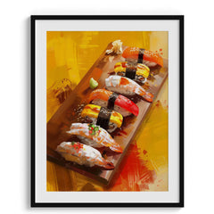 Sushi Platter Yellow Theme Canvas Wall Paintings