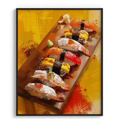 Sushi Platter Yellow Theme Canvas Wall Paintings