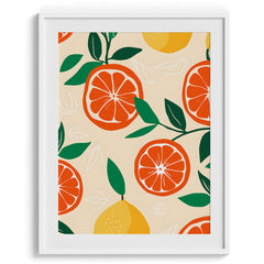 Tropical Citrus Pattern Framed Art For Wall