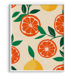 Tropical Citrus Pattern Framed Art For Wall