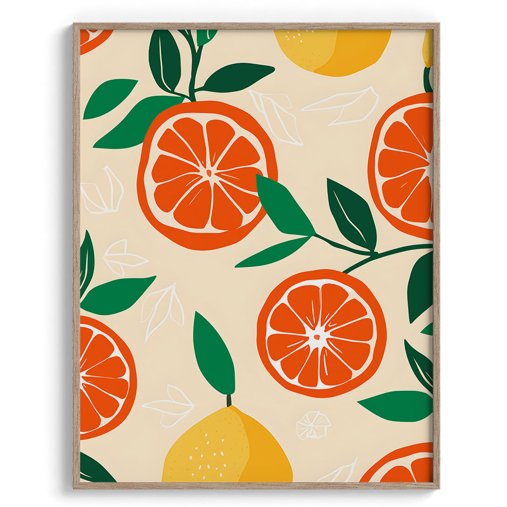 Tropical Citrus Pattern Framed Art For Wall