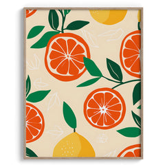 Tropical Citrus Pattern Framed Art For Wall
