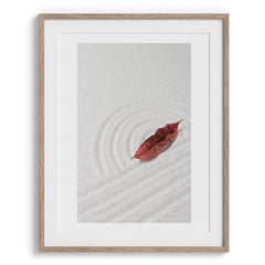 Zen Sand Garden with Red Leaf