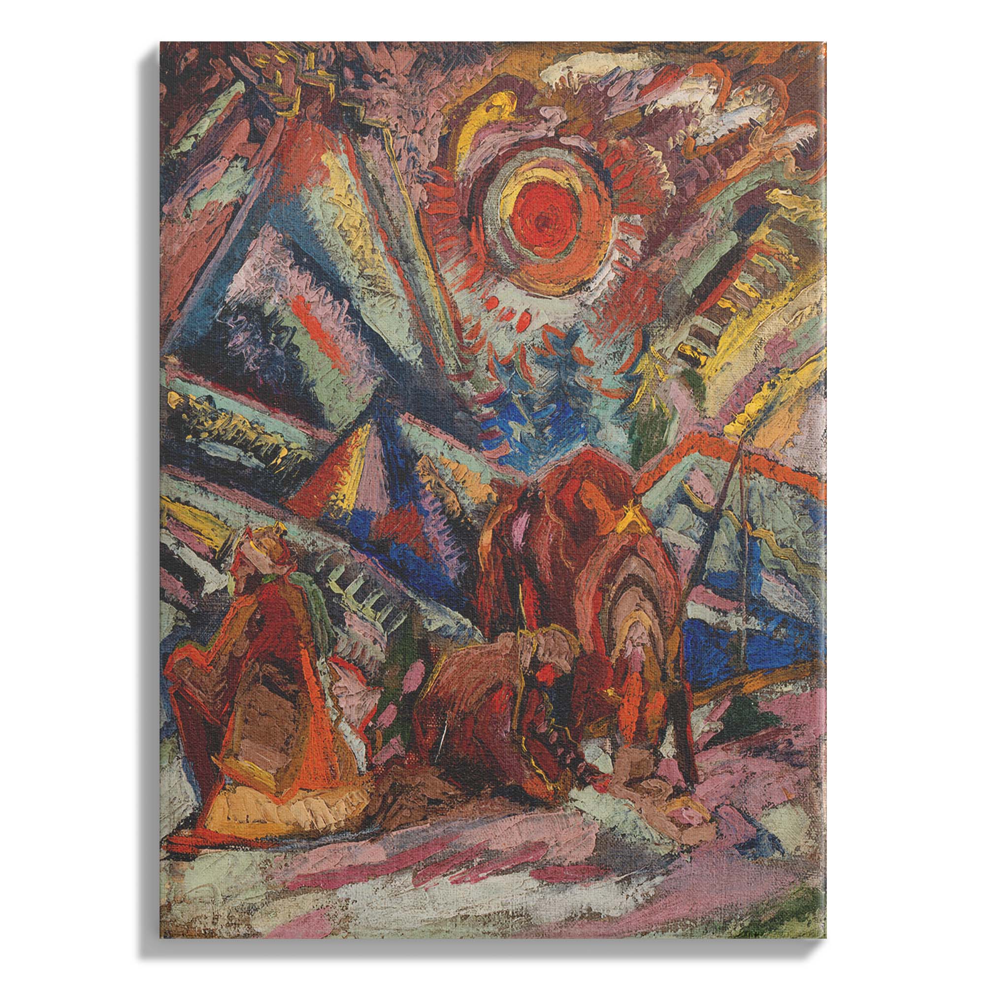 Abstract Expressionist Red Sun Scene