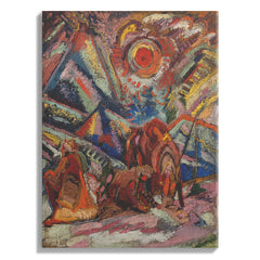 Abstract Expressionist Red Sun Scene