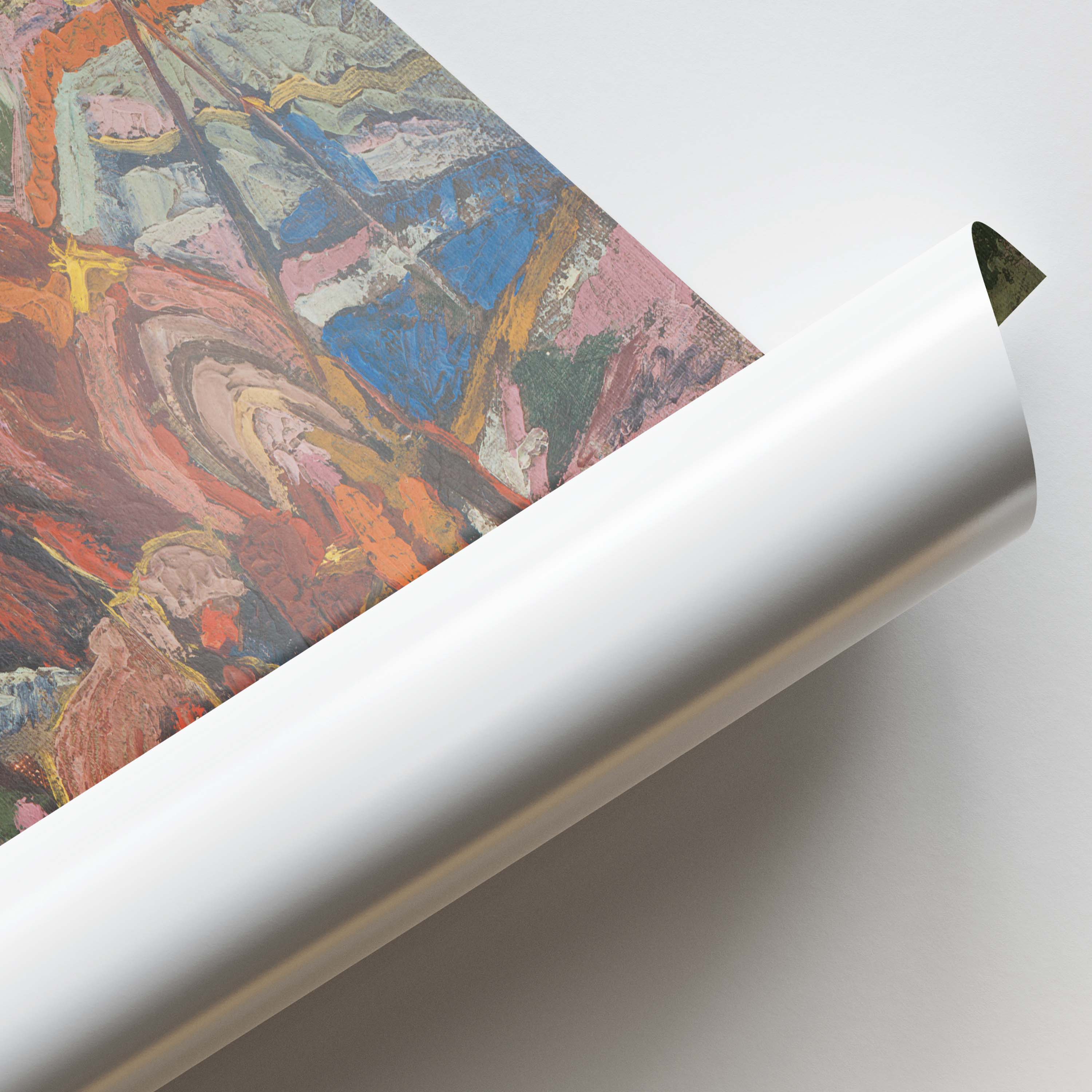 Abstract Expressionist Red Sun Scene