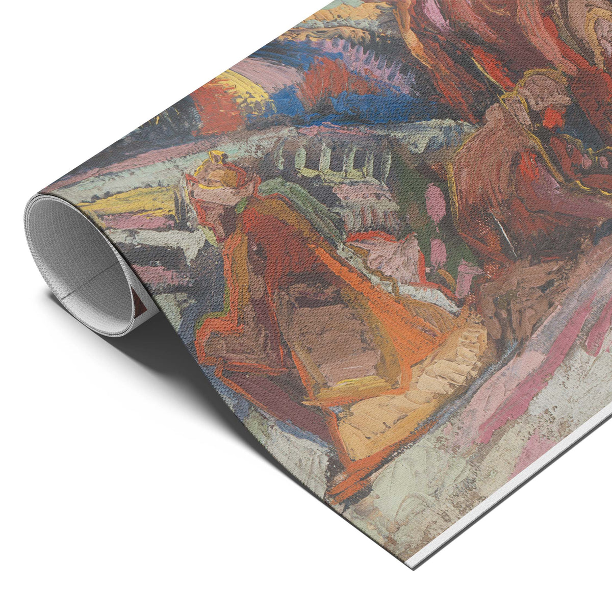 Abstract Expressionist Red Sun Scene