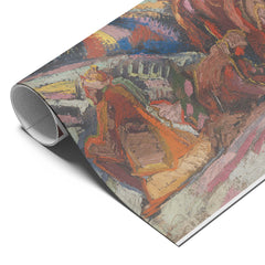 Abstract Expressionist Red Sun Scene