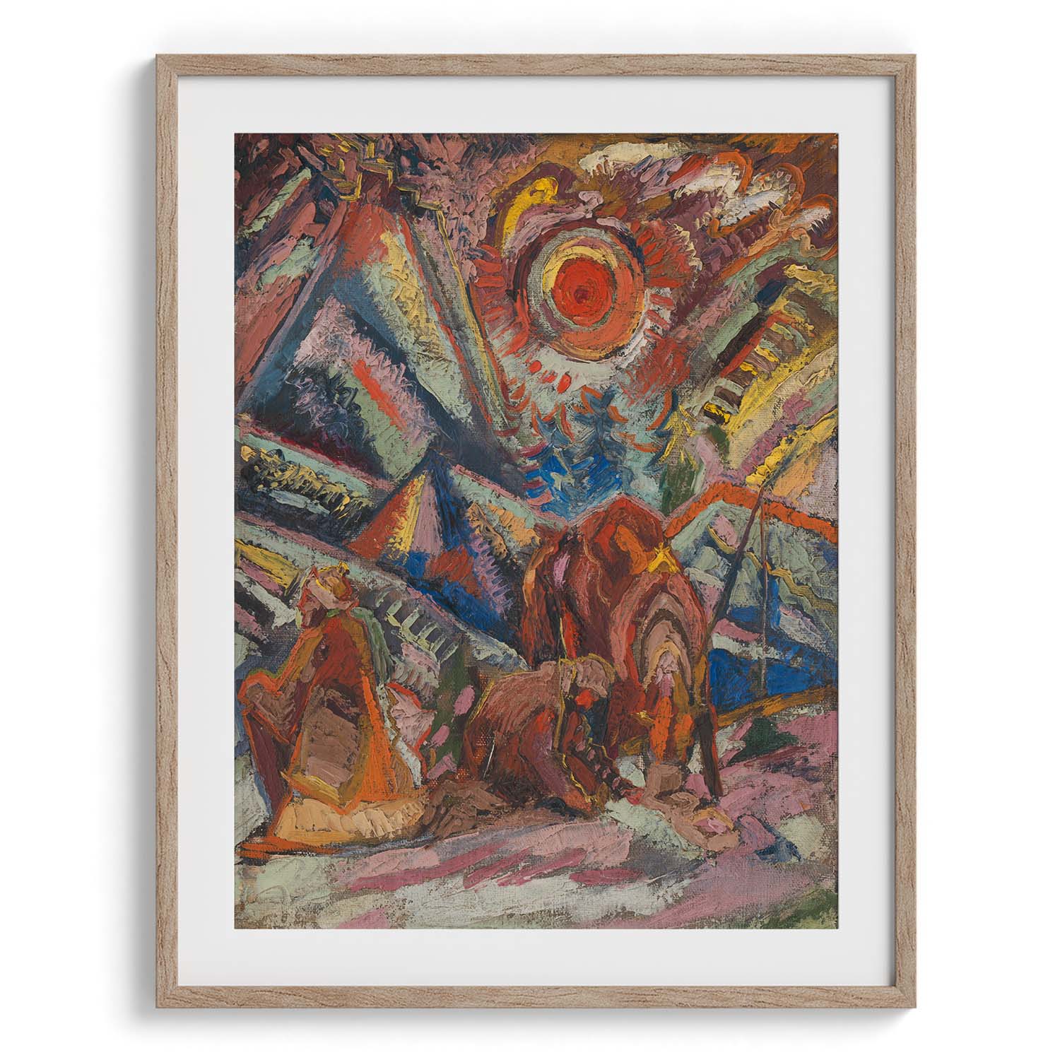 Abstract Expressionist Red Sun Scene