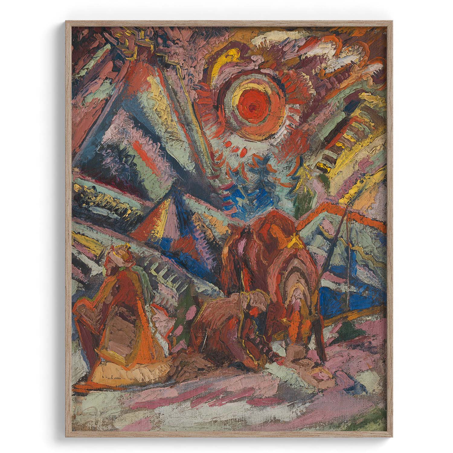 Abstract Expressionist Red Sun Scene