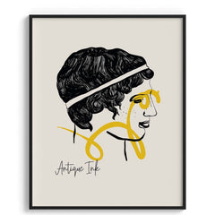 Antique Ink Portrait – Linear Yellow Stroke