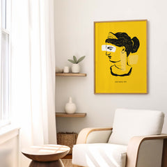 Antique Ink Portrait – Yellow Background