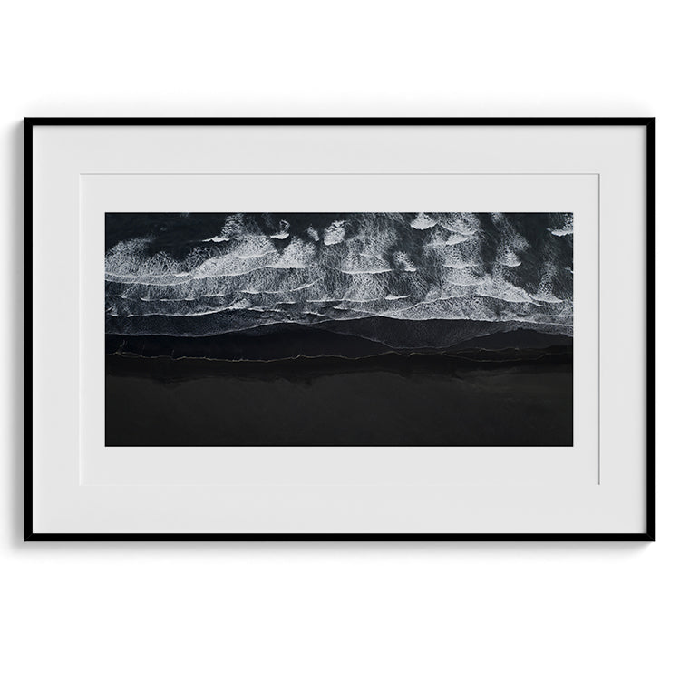 Black Sand Beach with Waves