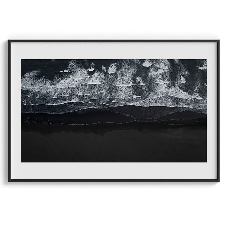 Black Sand Beach with Waves