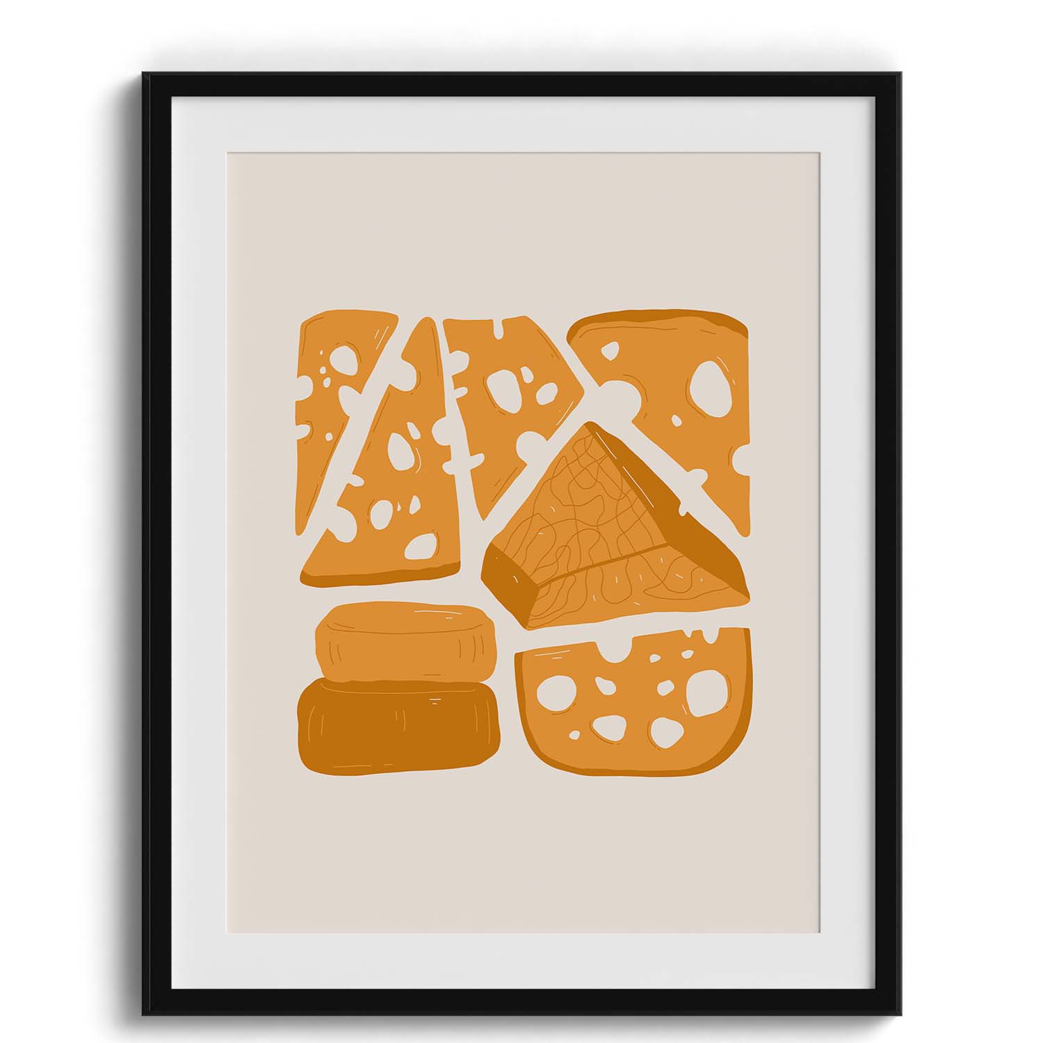 Bread Loaf & Cheese Illustration Wall Art