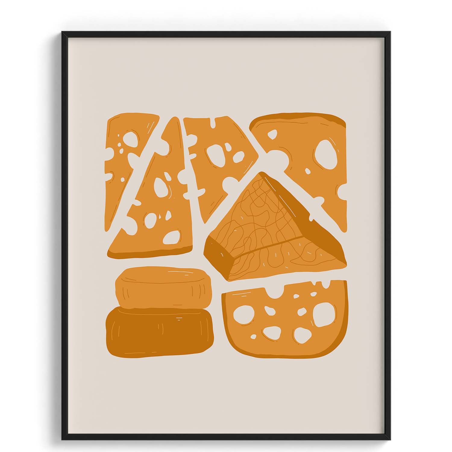 Bread Loaf & Cheese Illustration Wall Art