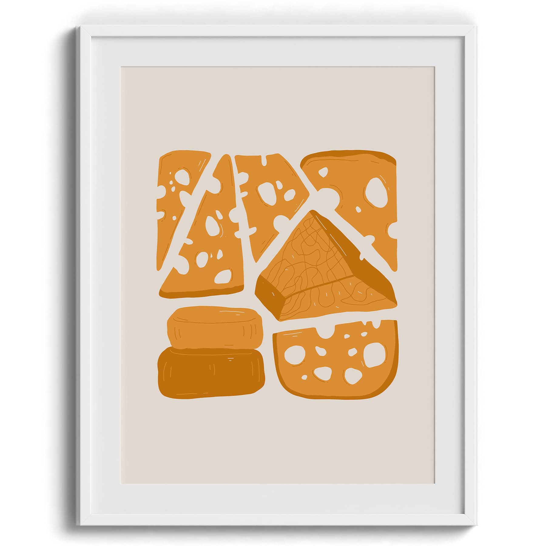 Bread Loaf & Cheese Illustration Wall Art