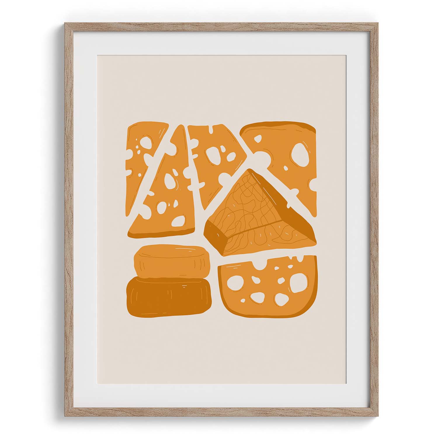 Bread Loaf & Cheese Illustration Wall Art
