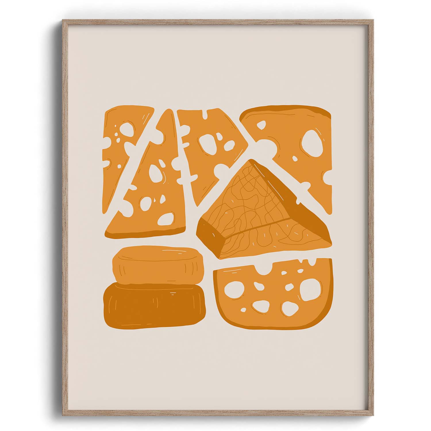 Bread Loaf & Cheese Illustration Wall Art