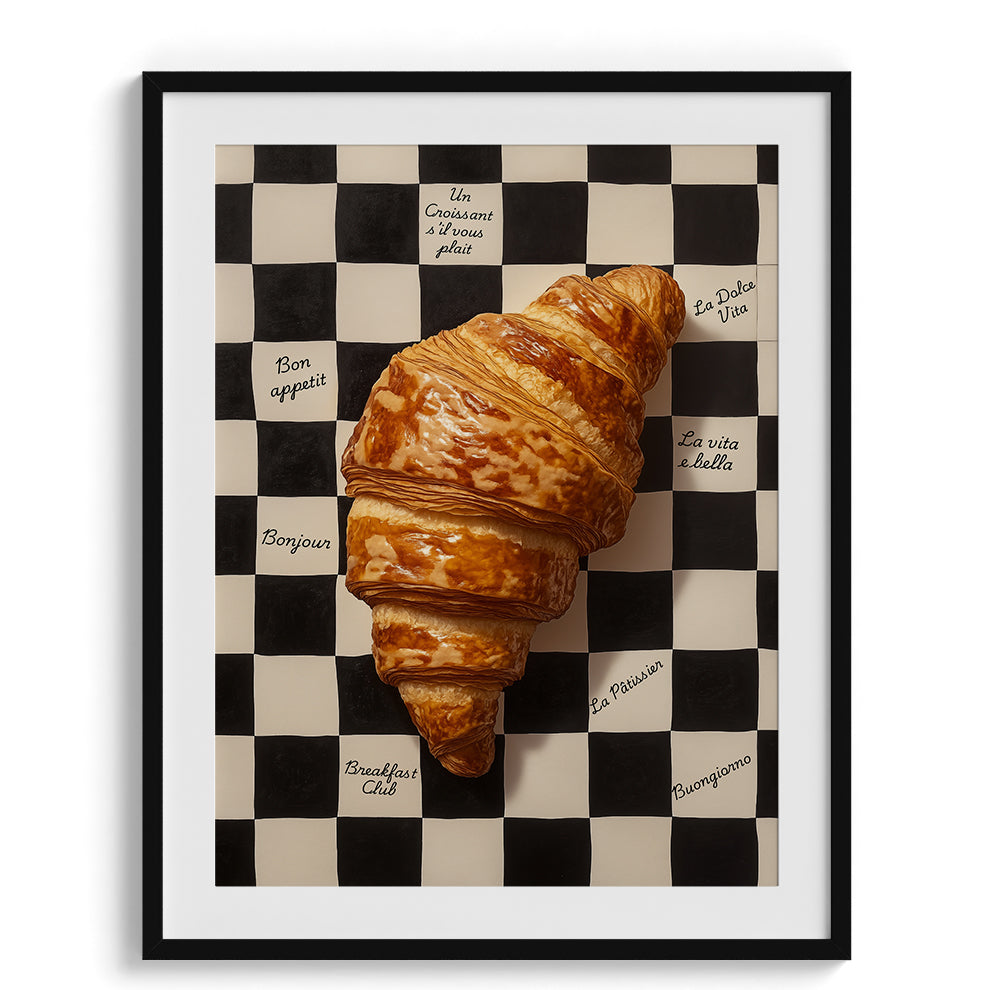 Checkerboard Croissant Modern Wall Art