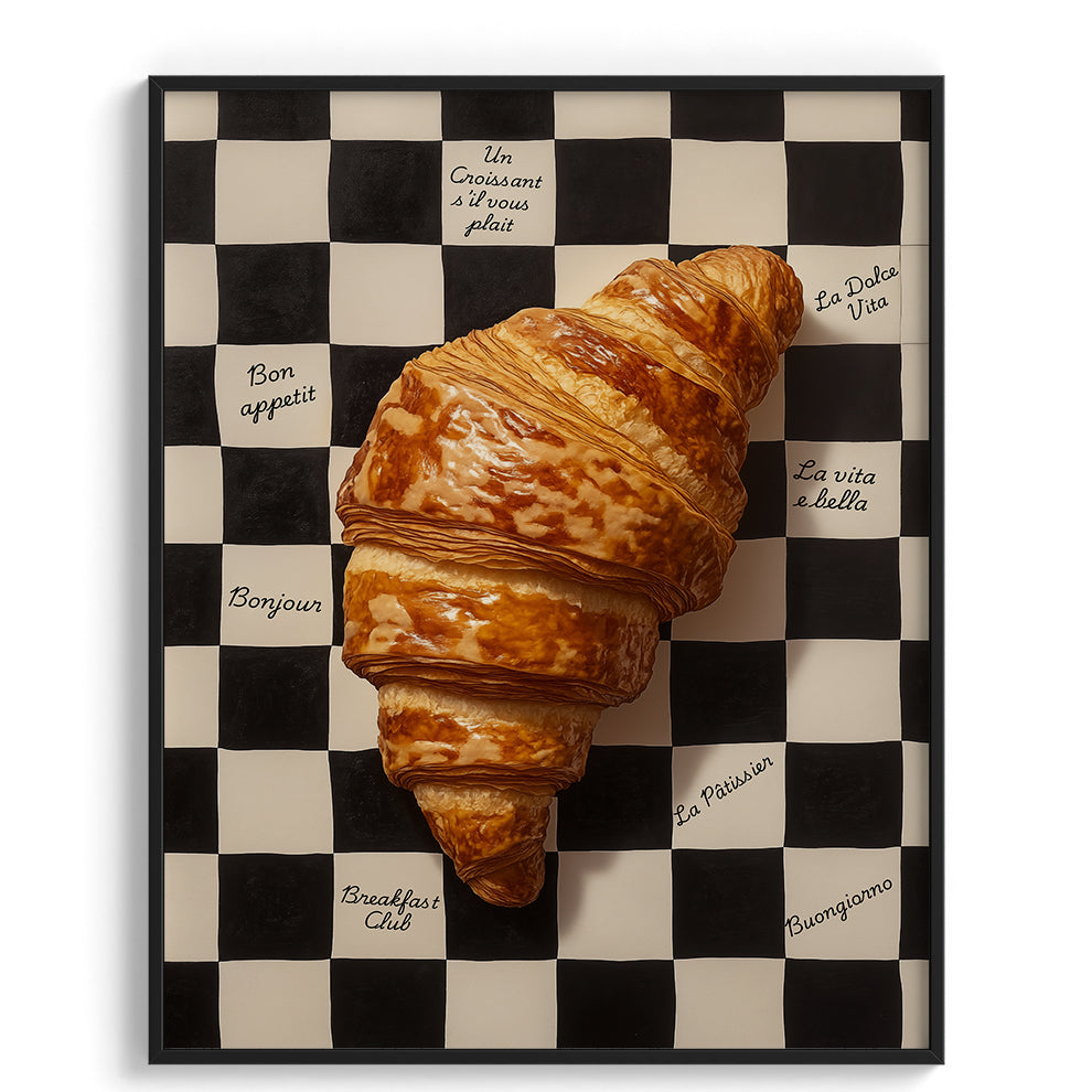 Checkerboard Croissant Modern Wall Art