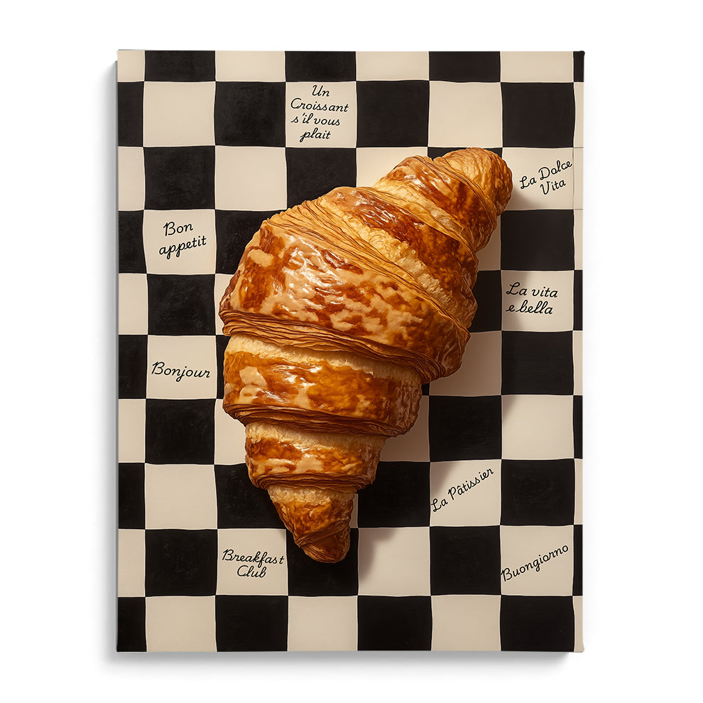 Checkerboard Croissant Modern Wall Art