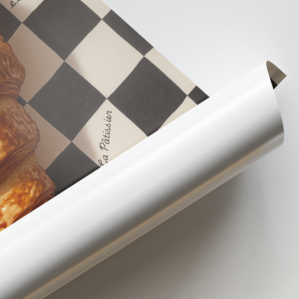Checkerboard Croissant Modern Wall Art