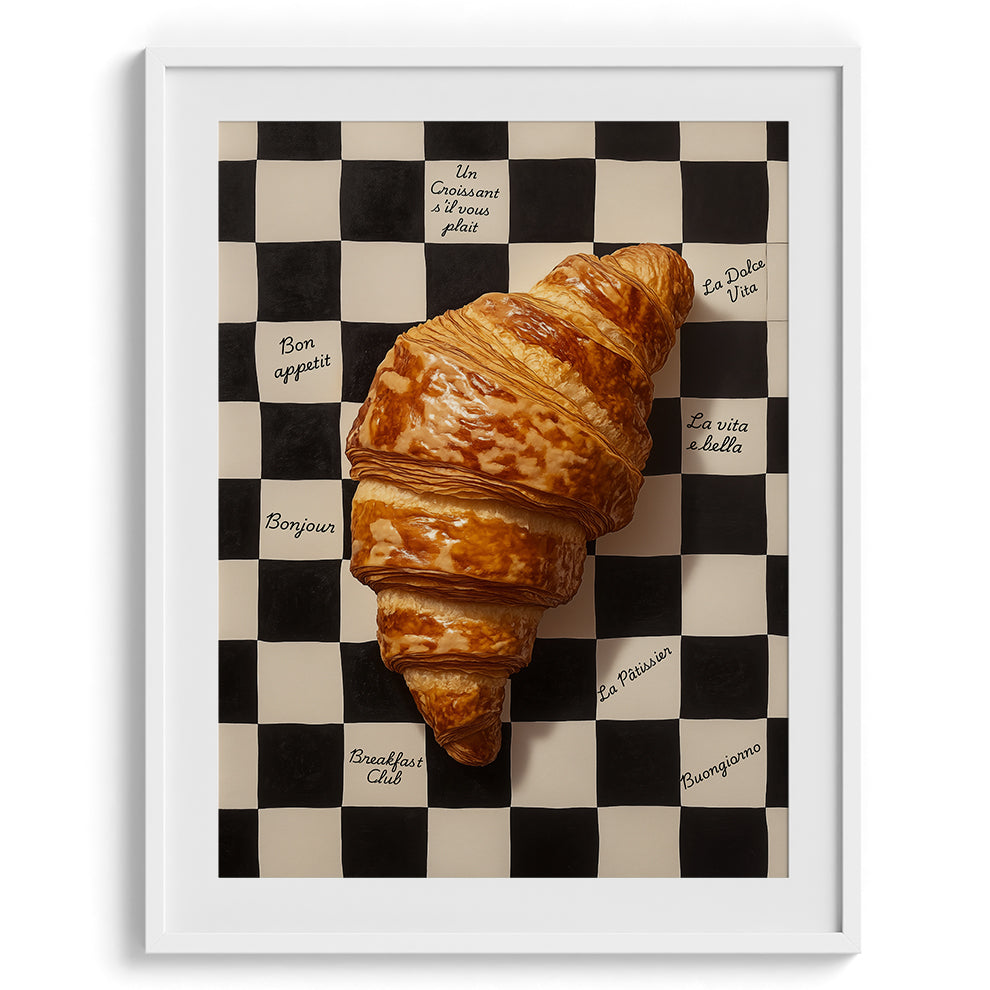 Checkerboard Croissant Modern Wall Art