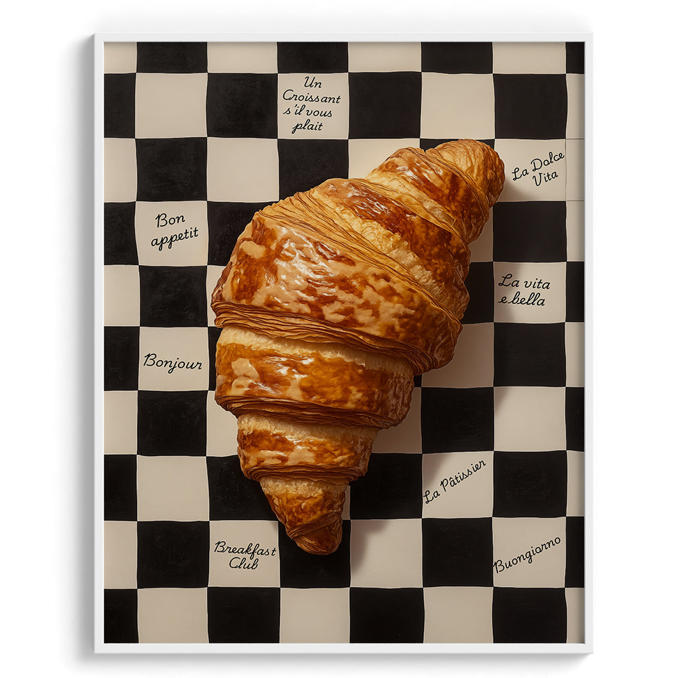 Checkerboard Croissant Modern Wall Art