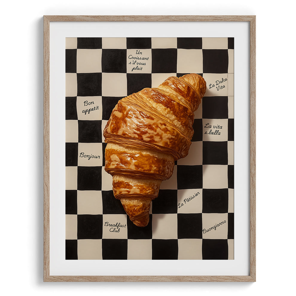 Checkerboard Croissant Modern Wall Art