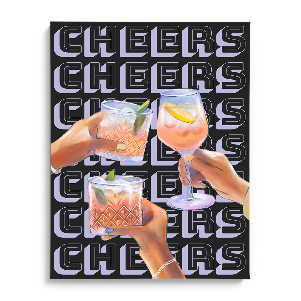 Cheers Toast Illustration Modern Wall Art