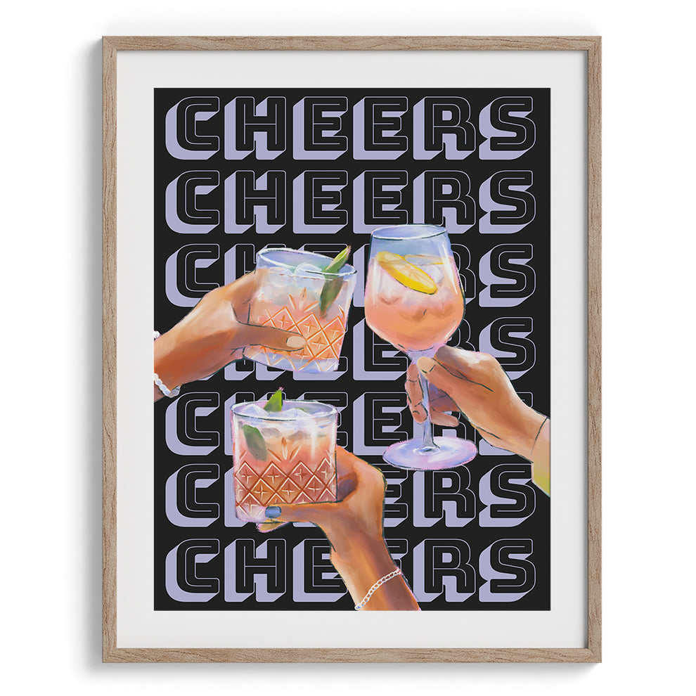 Cheers Toast Illustration Modern Wall Art