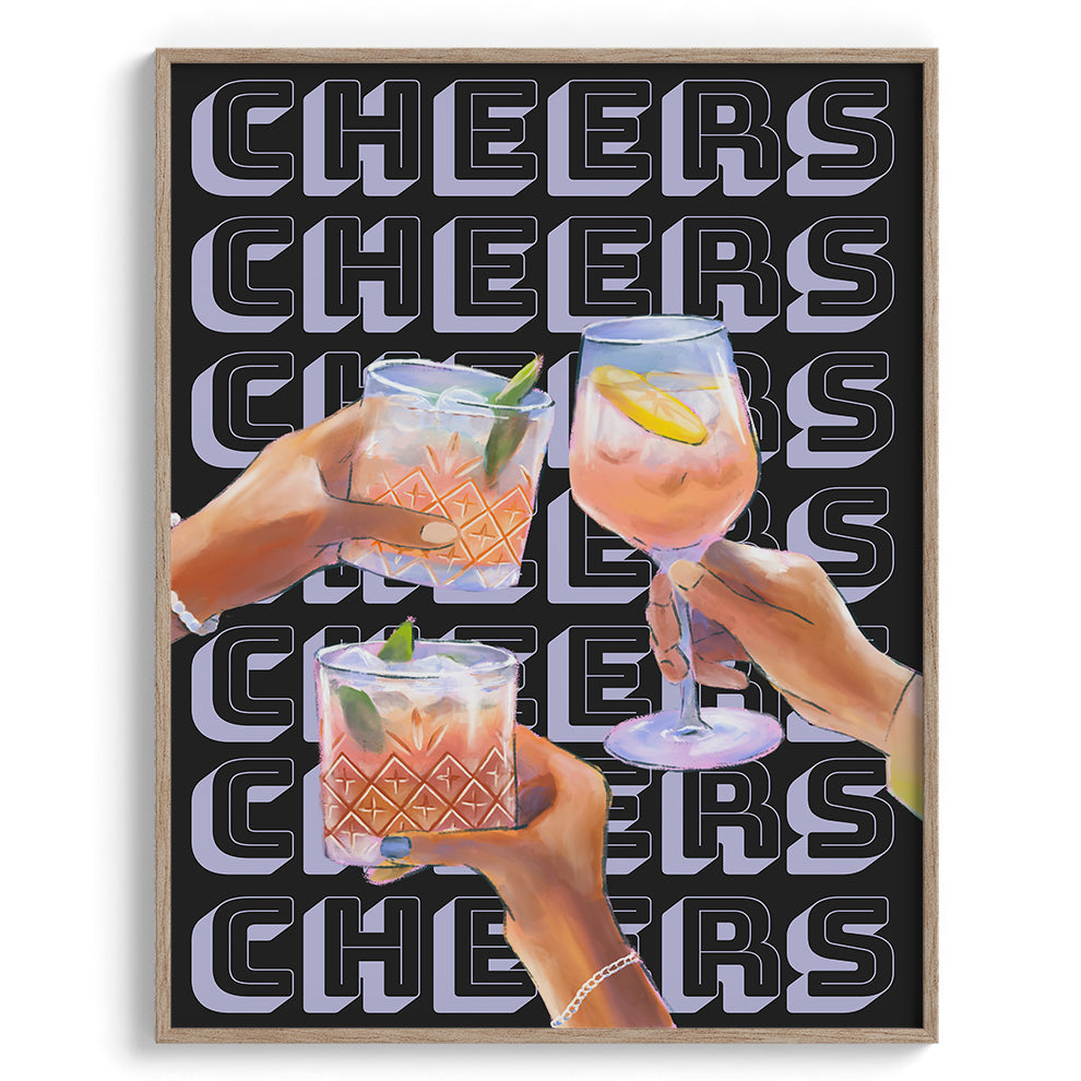 Cheers Toast Illustration Modern Wall Art