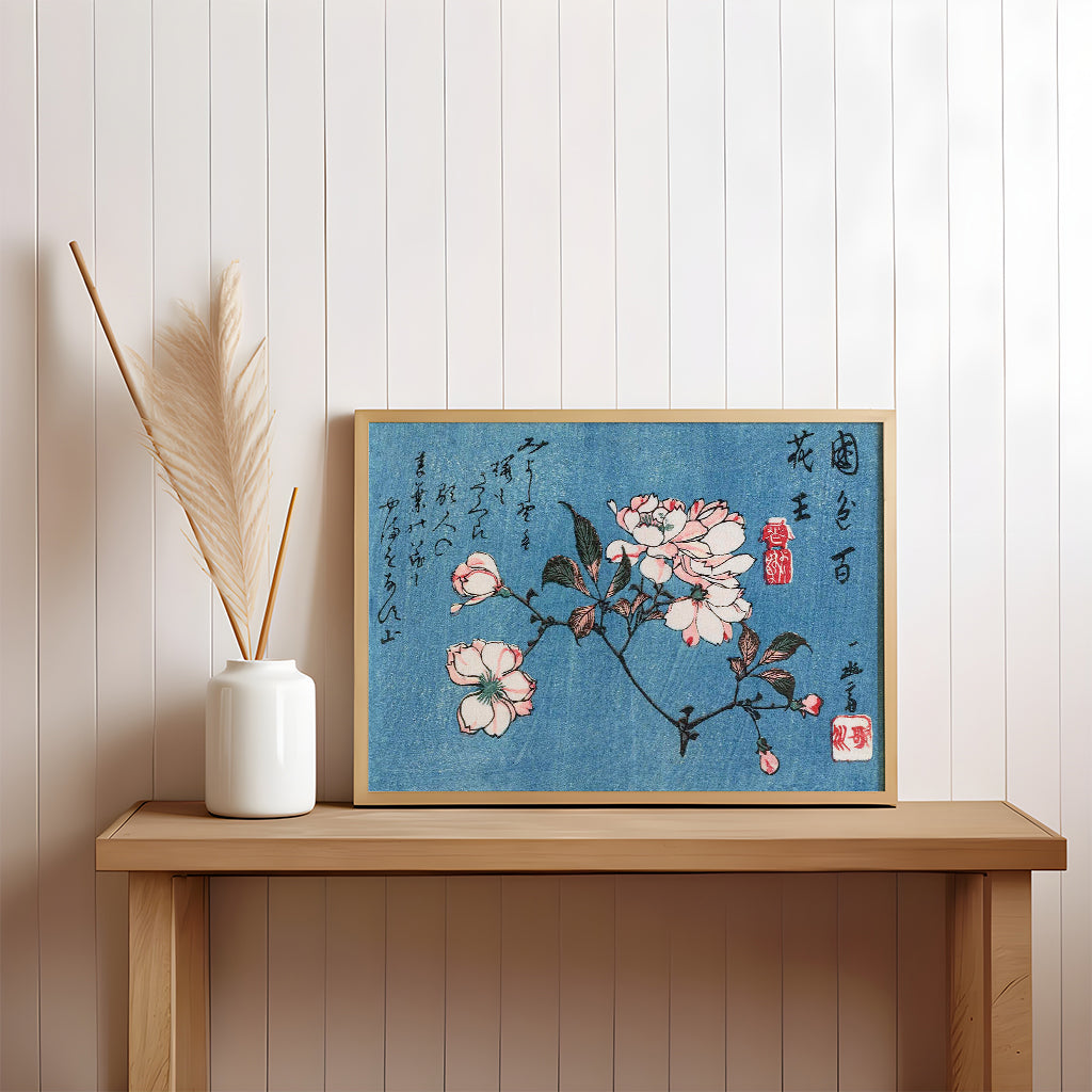 Cherry Blossom Branch on Blue