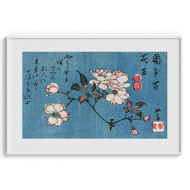 Cherry Blossom Branch on Blue
