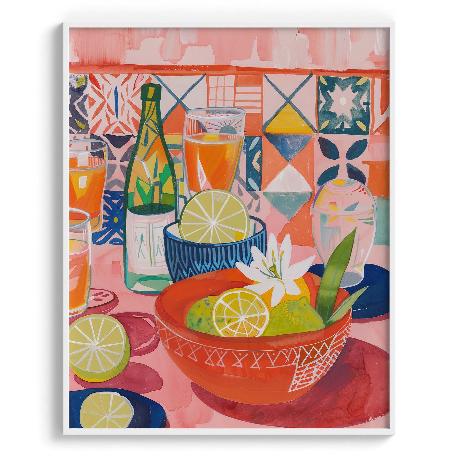 Citrus Mosaic Brunch Wall Painting For Kitchen