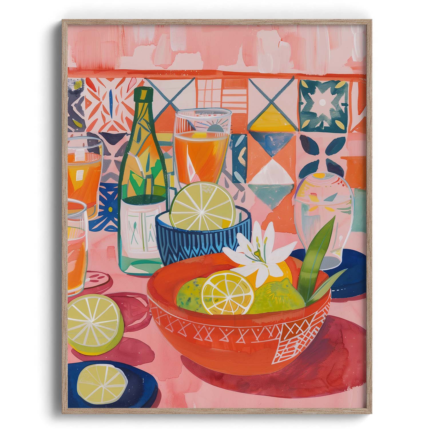 Citrus Mosaic Brunch Wall Painting For Kitchen