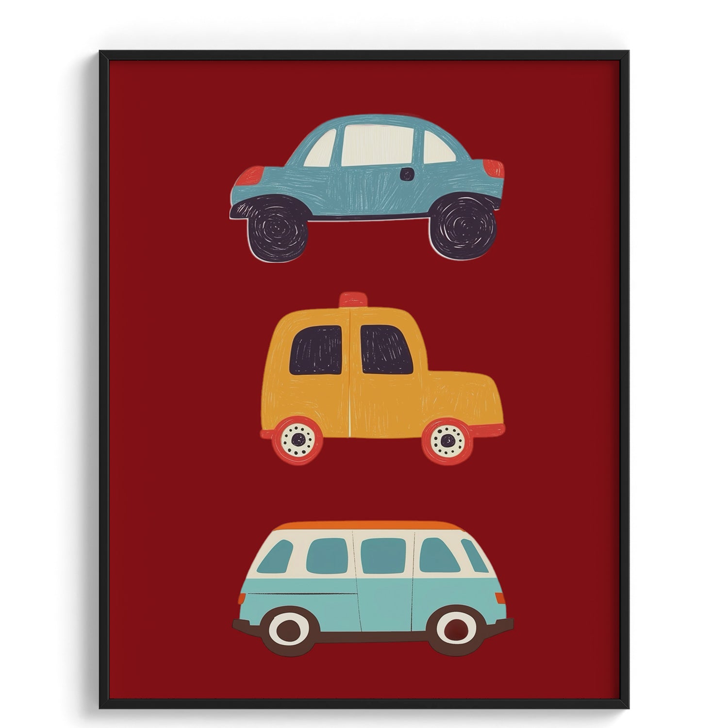 Colorful Cars Stacked Poster