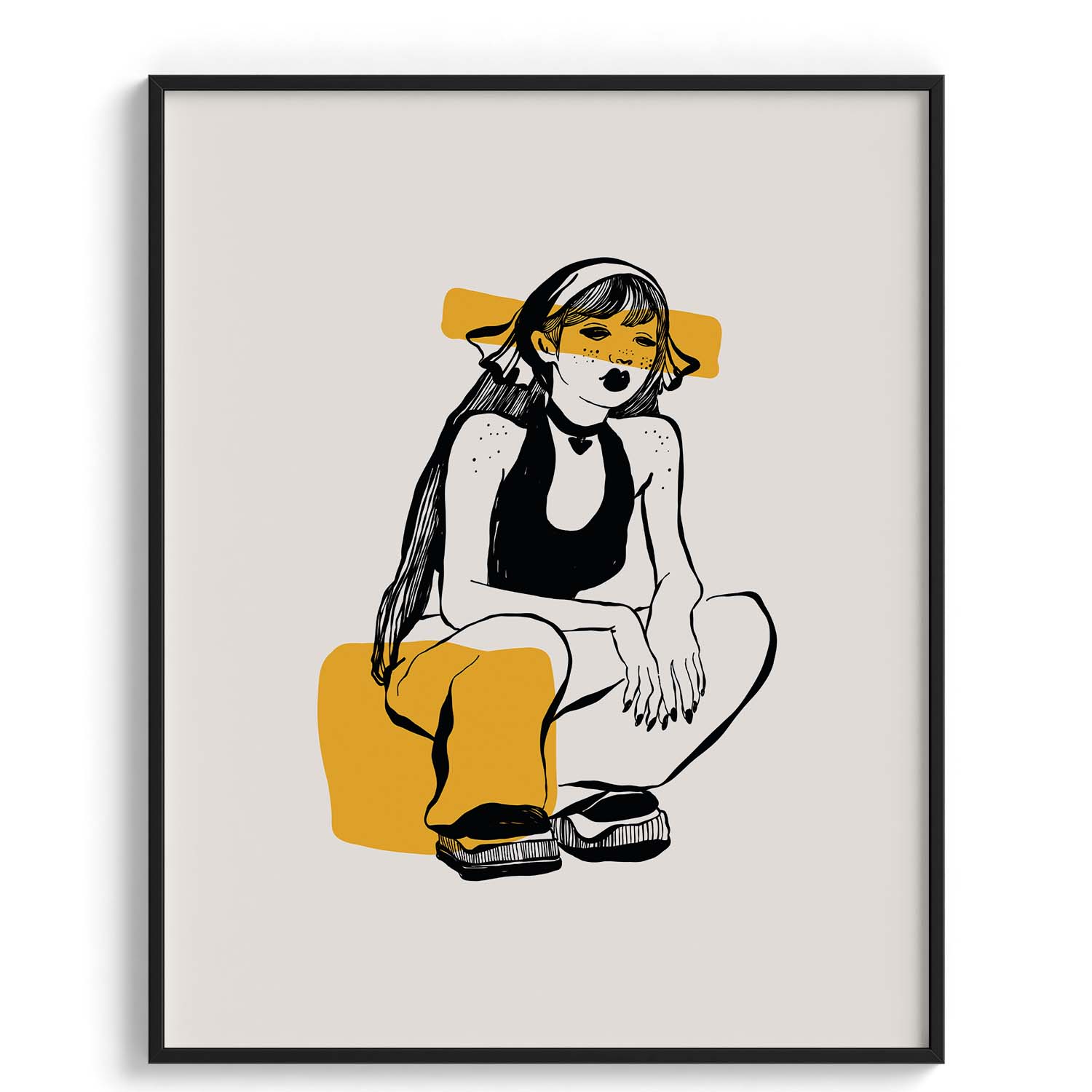 Cool Girl with Yellow Shades Sketch