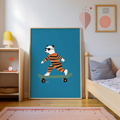 Cool Panda on Skateboard Poster