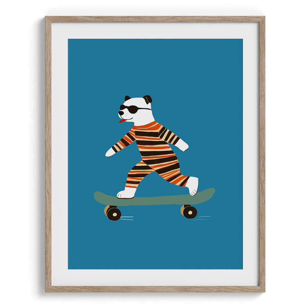 Cool Panda on Skateboard Poster