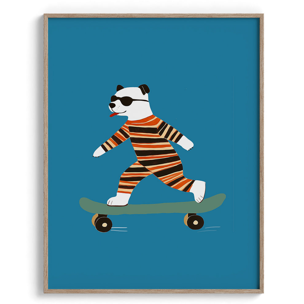 Cool Panda on Skateboard Poster