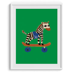 Cool Zebra on Skateboard Poster